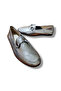 Women's Metallic Silver Genuine Leather Loafer - Metal Buckle