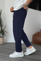 Men's Navy Blue Relaxed Seasonal Casual Classic Comfortable Fit Elastic Waist Flexible Fabric Jogger Pants - 5