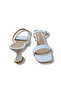 White Buckle Goblet Heeled Women's Sandals - 5
