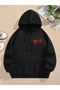 Red Heart Printed Oversize Unisex Women/Men Hooded Sweatshirt