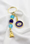 Turquoise Beaded Cluster Navy Blue Eye Figured Keychain, Gift Evil Eye Keychain - 5