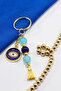 Turquoise Beaded Cluster Navy Blue Eye Figured Keychain, Gift Evil Eye Keychain - 6