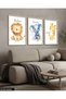 3 Piece Wooden Framed Painting with Giraffe, Elephant, Lion Figures for Children Act - 3