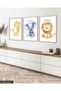 3 Piece Wooden Framed Painting with Giraffe, Elephant, Lion Figures for Children Act - 4