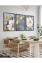 Blue Color Flowers 3 Piece Black Wooden Framed Painting Act - 3