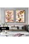 Amazing | Pink Gold Leaves Combination (Elegant) | Framed Glass Table 2 Pieces Vertical