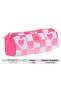 Two Compartment Girls School Pencil Bag - Pink Blue - K2699 - 3
