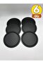 6-Piece Metal Round Tea, Coffee, Cake Serving Tray Decorative Presentation Tray Black 24 Cm