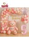 Pink Age Teddy Bear Foil Balloon Birthday Party Set Decoration for Girls - 4