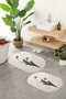 Printed Non-Slip Base Washable Flower Pattern Oval Bath Mat Set of 2 Toilet Seat Covers - 8