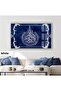 Amazing | Dark Blue Patterned Ayetel Course Religious Model | Framed Tempered Glass Table Single Horizontal