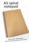 دفتر ملاحظات A5 بغطاء كرافت أسود غير مسطر، دفتر ملاحظات A5، 60 ورقة (120 صفحة)-T1479- - 2