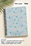 Daily Planner A5 Notebook, Notes, to Do, Flexible Cardboard Cover, 100 Days, Blue Floral - 2