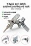 Latched Lever t Type Cabinet Drawer Lock with 2 Keys Metal Furniture Electrical Panel Lock 1Pcs