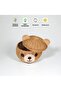 Natural Bamboo Hand-Woven Teddy Bear Basket (Rattan Bear Basket) Handmade with Lid, Storage Box - 3