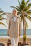 Light Mink - 100% Cotton Pocketed Lace-Up Women's Hijab Kimono 1165-Tes