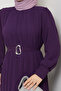 Women's Belt Detailed Chiffon Evening Dress - 7