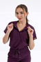 Single Top Snap-Button Stretch Fabric Mandarin Collar Doctor and Nurse Surgical Scrubs Plum | BRLSNAPS - 4