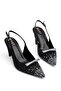 Elegant Buckle Stone Embroidered Pointed Toe Stylishly Designed Strappy Slingback Evening Dress Shoe Model - 5