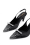 Elegant Buckle Stone Embroidered Pointed Toe Stylishly Designed Strappy Slingback Evening Dress Shoe Model