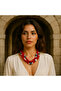 Coral Sodalite Howlite 3 Row Courage Passion and Evil Eye Protection Necklace