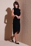 Drape and Slit Detailed Crew Neck Sleeveless Midi Length Evening Dress Dress 611El694