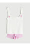 Pink Square Collar Striped Women's Shorts Pajamas Set - 5