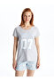  Crew Neck Printed Short Sleeve Women's Pajamas Set with Shorts