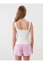 Pink Square Collar Striped Women's Shorts Pajamas Set - 4