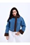 Plush Denim Coat - Blue - 5