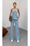 13962 - Textured Strap Top and Wide Leg Pants Set - 7