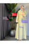 Women's Shawl Collar Detail Long Summer Beige Dress - 3