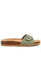 Women Buckle Strap Slip On Sandals in Green