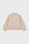 Girl's Balloon Sleeve Jacquard Patterned Knitwear Cardigan - Beige - 2