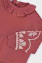 Girls' Ruffle Collar Sleeves Embroidered Sweatshirt - Dusty Rose - 3