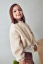 Girl's Hem Shirt Look Plush Sweatshirt - Beige - 4