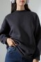 Half Turtleneck Oversize Wide Cut Cotton Soft Texture Basic Women's Tunic Sweatshirt 21910 Fü - 2