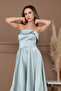 Satin Back Strap Detail Midi Dress - Mint Green - 3