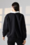 Relax Comfortable Loose Wide Cut Shirt Collar Cotton Women's Sweatshirt 21985 Black - 4