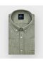Men's Regular Fit Long Sleeve 100% Cotton Button Collar Patterned Green Shirt 3807Y