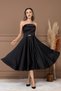 Satin Back Strap Detail Midi Dress - Black - 5