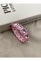 Pink Color, Silver Crystal Stone, Elastic, Baguette Model Bracelet