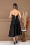 Satin Back Strap Detail Midi Dress - Black - 8