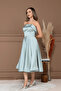 Satin Back Strap Detail Midi Dress - Mint Green - 6