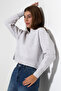 Relax Relaxed Cut Side Slit Crew Neck Cotton Basic Women's Sweatshirt 21925 Karmelanj - 3