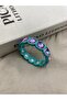 Turquoise Color, Purple Reflective Crystal Stone, Elastic, Baguette Model Bracelet