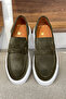 Eva Sole Suede Leather Khaki Green Sneaker Shoes - 8