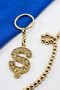 Gold Colored Shiny Stone Letter S Keychain, Gift Letter Keychain - 2