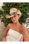 Western Style Straw Cowboy Hat – Metal Buckle and Patterned Ribbon