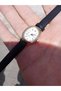 Vintage Retro Minimal Model Black Color Strap Women's Wristwatch - Gold Color Case